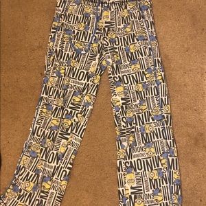 Pajama pants with minions decorated all over